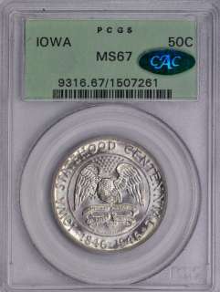 1946 IOWA PCGS CAC MS 67  OGH STRONG MINT LUSTER  