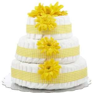  Bella Sprouts Three Tier Diaper Cake   Yellow Gingham 