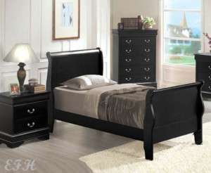 NEW LOUIS PHILLIPE BLACK WOOD TWIN OR FULL YOUTH BED  
