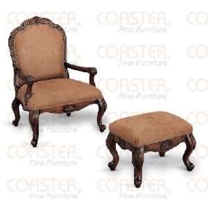  Coaster Dark Oak Finish Accent Chair with Ottoman Coaster 