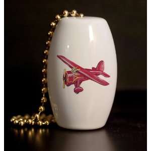  Red Biplane Porcelain Fan / Light Pull