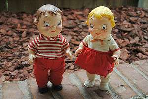 1970s Campbells Soup Kids Boy and Girl Vinyl Promotional Dolls  