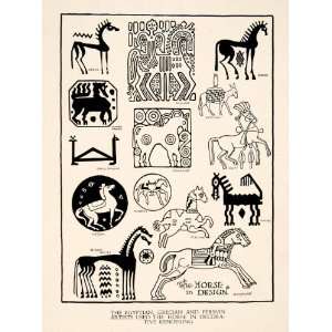  1929 Print Horse Design Image Historic Symbol Geometric 
