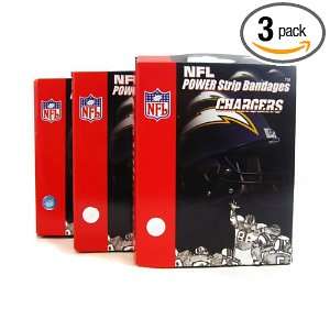  NFL Chargers Power Strip Bandaid Bandages (Pack of 3 