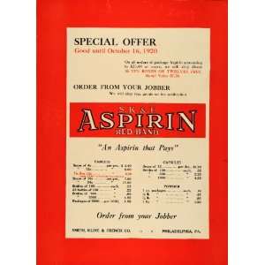 1920 Ad Smith Kline French Aspirin Red Band Medication Philadelphia PA 