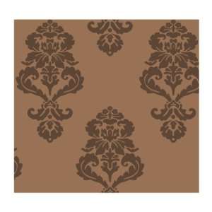   Graphic Damask Wallpaper, Copper Metallic/Brown