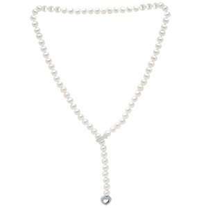   Pearl Lariat Necklace With 14kt Gold Heart Clasp Amoro Jewelry