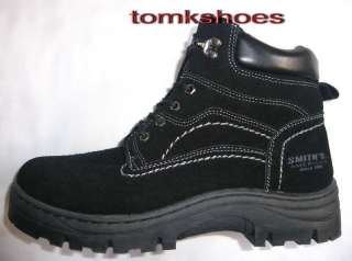 SMITHS AMERICAN LEATHER UPPER LUGGER WORK BOOTS BLACK  