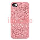 Pink 3D Sculpture Design Rose Flower Hard Plastic Cover Case For 