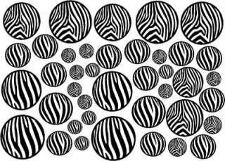 Zebra Stripe Print Repositionable Dots Circles Jungle Decor Wall 