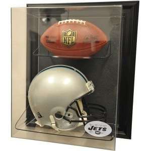 New York Jets Helmet and Football Case Up Display, Black