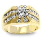 Goodin Mens Gold Tone Cubic Zirconia Ring   Size 12