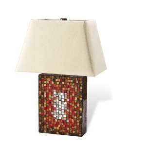 Aster Bronze Red Glass Mosaic Rectangular Base Lamp