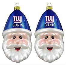 Topperscott New York Giants 2 Glass Santa Cap Ornaments   