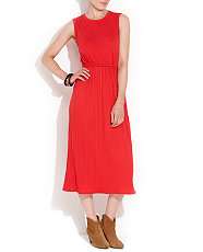 Red (Red) Red Pleated Jersey Midi Dress  256351460  New Look