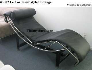 LC Styled Leather Chaise Lounge Chair black/white #1184  