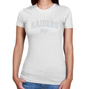   Raiders Ladies White Logo Arch Slim Fit T shirt