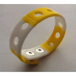  Yellow & White Silicone Bracelet for Shoe Charms + Free 
