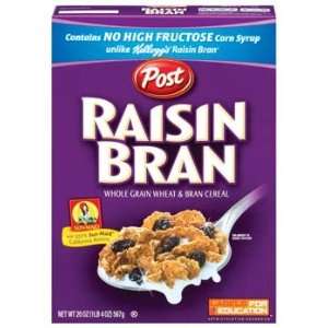 Post Raisin Bran Whole Grain Wheat & Bran Cereal 20 oz (Pack of 12 