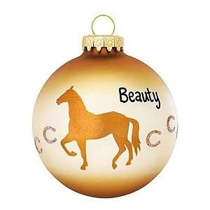  Personalized Horse With Horseshoes Glass Ornament