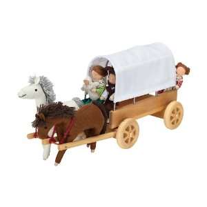   Rugged Wooden 2 Horse Prairie Wagon Handmade in Germany Toys & Games