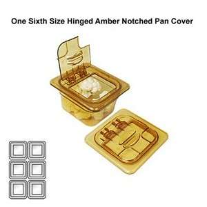 Sixth Size Plastic Cover   Lid with Notch   Amber   For H Pan High 