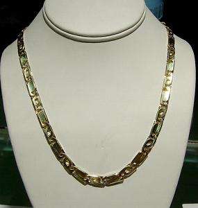 14k Gold TIGER EYE Fancy Link 24 Necklace/Chain Free S  