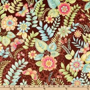  44 Wide Sweethearts Floral Garden Chocolate Fabric By 