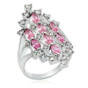   Silver Plated Clear Austrian Crystal Classic Rose CZ Ring, 6 Jewelry