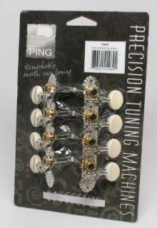New PING P2695 4 on a plate Mandolin Tuners, Nickel with white button 