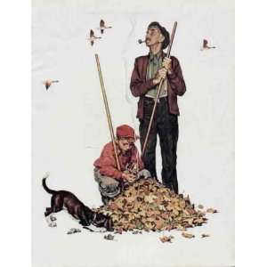  Calendar Grandpa and Me painted by Norman Rockwell in Fall, 1948 
