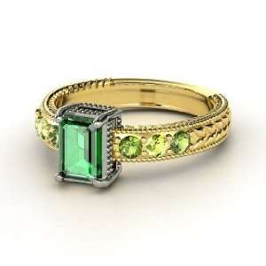 Emerald Isle Ring, Emerald Cut Emerald 18K Yellow Gold Ring with Green 