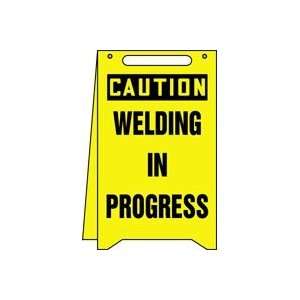  Free Standing Fold Ups Sign, Yellow CAUTION WELDING IN 
