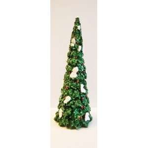 Green Winter Tree with Snow Holiday Figurine