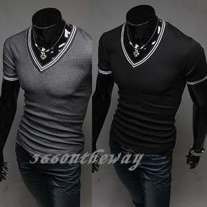 Mens Top Designed Casual Slim Fit V NECK T shirts Tee Shirt 4 SIZE 