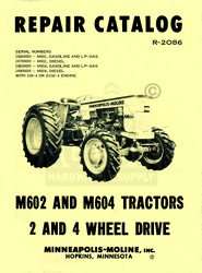 Minneapolis Moline M602 M604 M 602 Parts Manual Catalog  