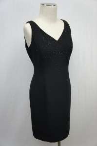 Jones New York Black Beaded Sleeveless Dress Sz 8P  