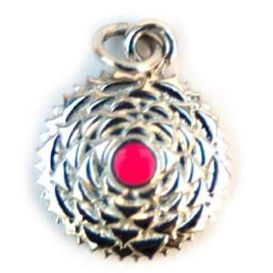  Sterling Silver Charm Crown Chakra Pink Enamel 7th 