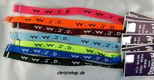 Armband WWJD   verschiedene Farben 10er Pack  