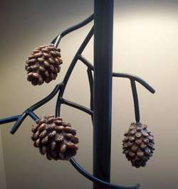 PAIR 28 Hanging Pinecone Table Lamps Pine Cone Rustic Adirondack 