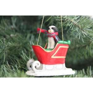  Shih Tzu Puppycut Black/White Sleigh Christmas Ornament 