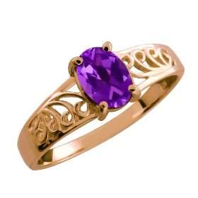  0.75 Ct Oval Purple Amethyst 18k Rose Gold Ring Jewelry