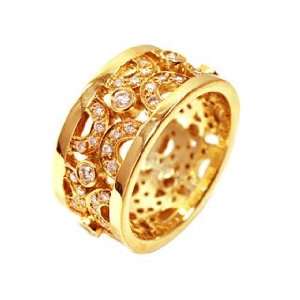  Diamond Right Hand 18k Yellow Gold 10mm Band Ring Size 7 