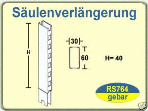 RS764= 1x Säuleverlängerung 6x3cm, H40cm Tegometall/1,4  