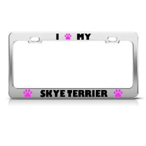  Skye Terrier Paw Love Dog license plate frame Stainless 