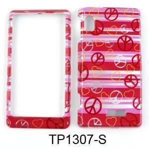 Pink Peace Signs & Hearts Snap on Cover Faceplate for Motorola Droid 2 