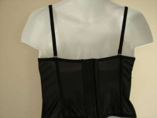 Black lace boned corset bustier multi way strap 34C bra Charity  