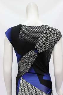 BCBG Max Azria womens dell larkspur blue combo zip front dress M $158 
