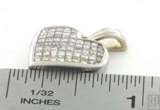 18K WHITE GOLD FANCY 1.50CT PRINCESS DIAMOND CLUSTER HEART PENDANT 