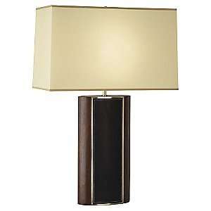   Table Lamp, Walnut Wood Finish with Translucent Flax Parchment Shade